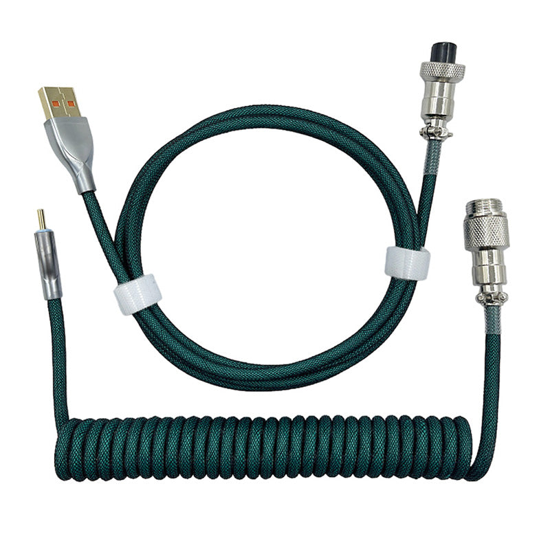 ACGAM Custom Coiled Aviator Cable USB-C Dark Green - WhatGeek