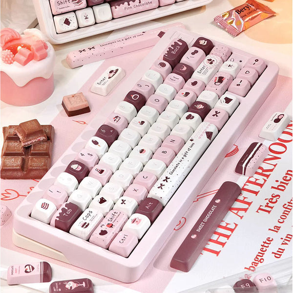 ACGAM Pink Chocolate Berry Keycap Set FOA Profile 145 Keys