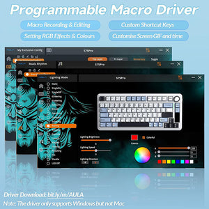 AULA S75 PRO Tri-mode Wireless Mechanical Keyboard with LCD Screen Creamy