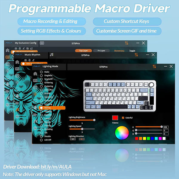 AULA S75 PRO Tri-mode Wireless Mechanical Keyboard with LCD Screen Creamy