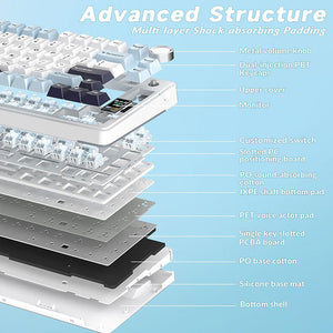 AULA S75 PRO Tri-mode Wireless Mechanical Keyboard with LCD Screen Creamy