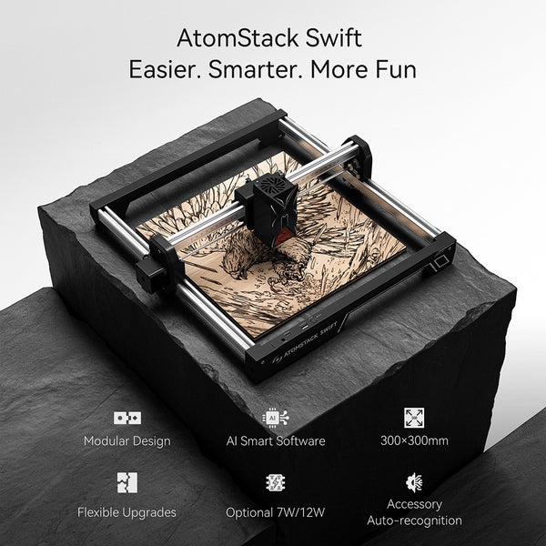 AtomStack Swift Laser Engraver 7W 12W for Home Creators