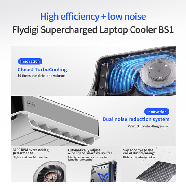 Flydigi BS1 Laptop Cooling Base with Intelligent Temperature Control