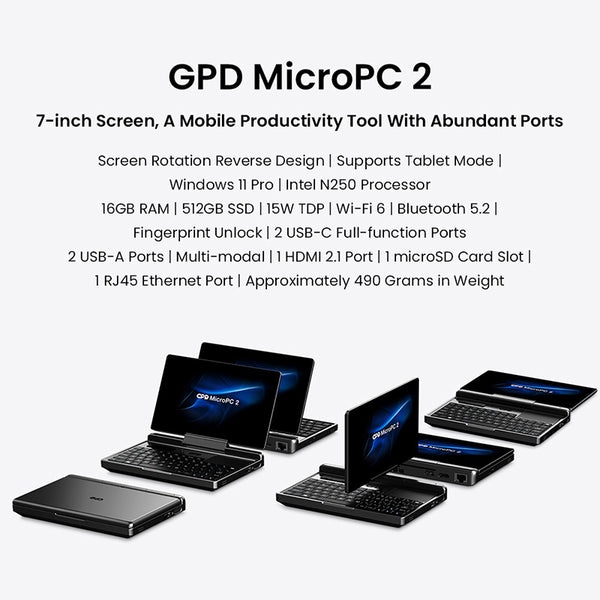 GPD MicroPC 2 Handheld Laptop Linux Compatibility Mini Work Computer
