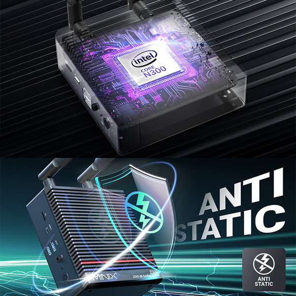 MINIX Z300-0dB Fanless Mini PC Intel Alder Lake-N N300