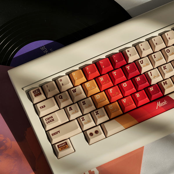 NEWTOY 1970 Music Vintage Keycaps and Large Mouse Pad Set