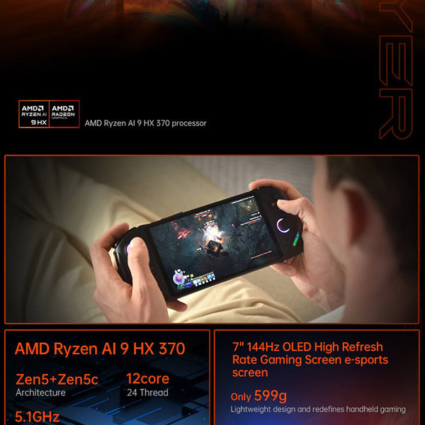 ONE Netbook OneXFly F1 Pro Gaming Handheld Console AMD AI 9 HX370 OLED 144Hz
