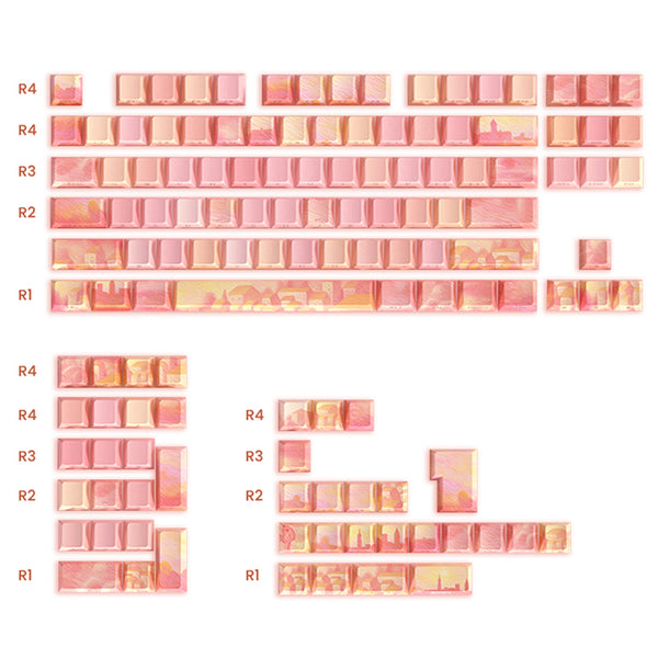 PIIFOX CKC-02 Pink Oil Painting Side-printed OEM Profile Keycap Set 130 Keys