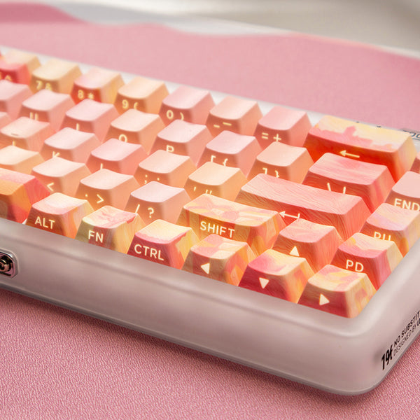 PIIFOX CKC-02 Pink Oil Painting Side-printed OEM Profile Keycap Set 130 Keys