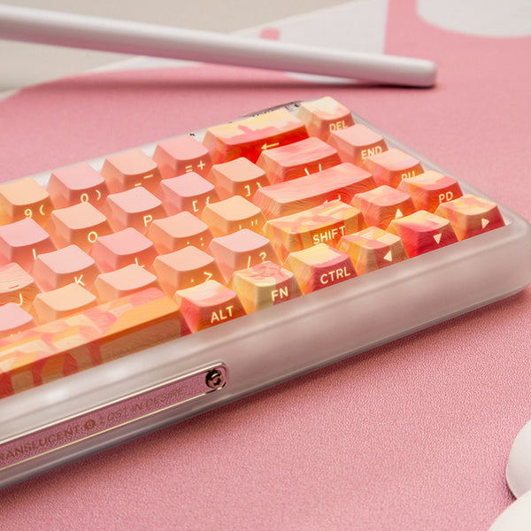 PIIFOX CKC-02 Pink Oil Painting Side-printed OEM Profile Keycap Set 130 Keys