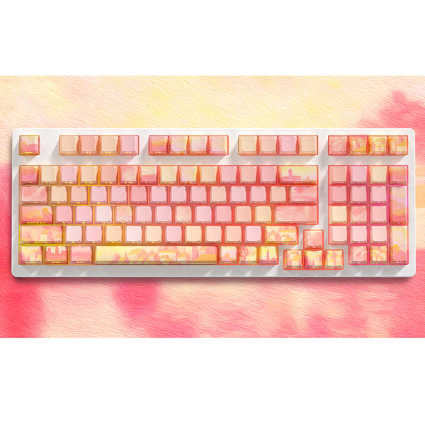 PIIFOX CKC-02 Pink Oil Painting Side-printed OEM Profile Keycap Set 130 Keys