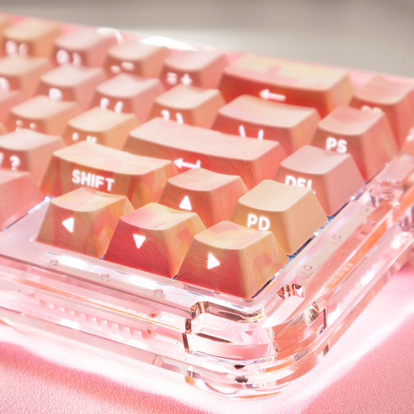 PIIFOX CKC-02 Pink Oil Painting Side-printed OEM Profile Keycap Set 130 Keys