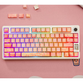 PIIFOX CKC-02 Pink Oil Painting Side-printed OEM Profile Keycap Set 130 Keys