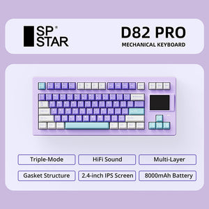 SP-STAR D82 PRO HiFi Wireless Mechanical Keyboard 2.4-inch Customizable IPS Screen