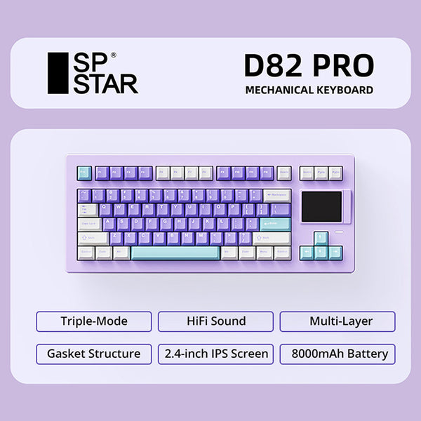 SP-STAR D82 PRO HiFi Wireless Mechanical Keyboard 2.4-inch Customizable IPS Screen