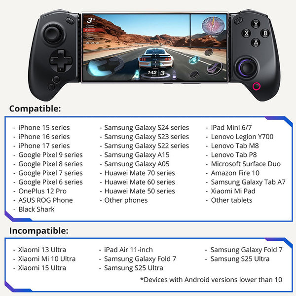abxylute S8 Wireless Mobile Game Controller Hall Effect Joysticks for iPhone Android