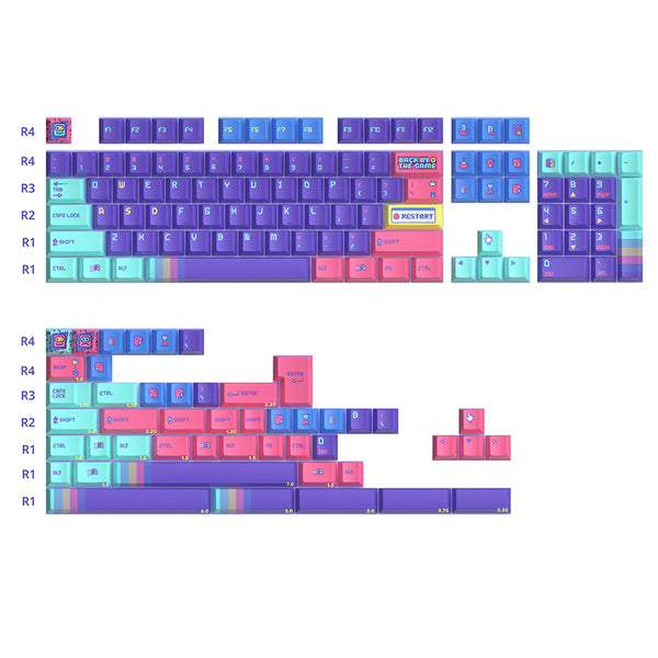 Keytok Back In The Game ANSI/ISO Cherry Profile Keycap Set 152 tasti