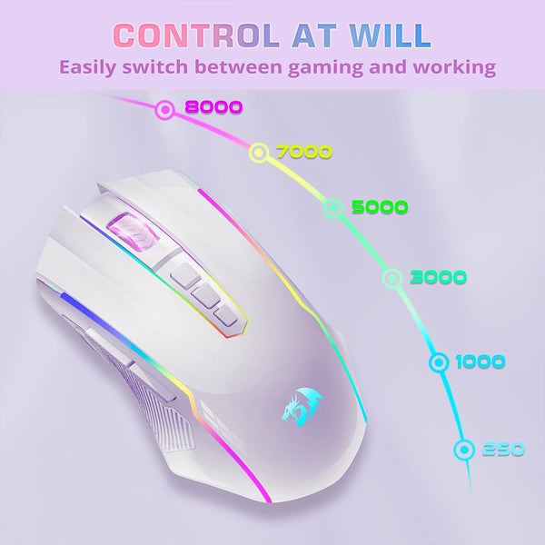 Redragon M914WP-RGB-KS Wireless/Wired Tri-mode Gaming Mouse
