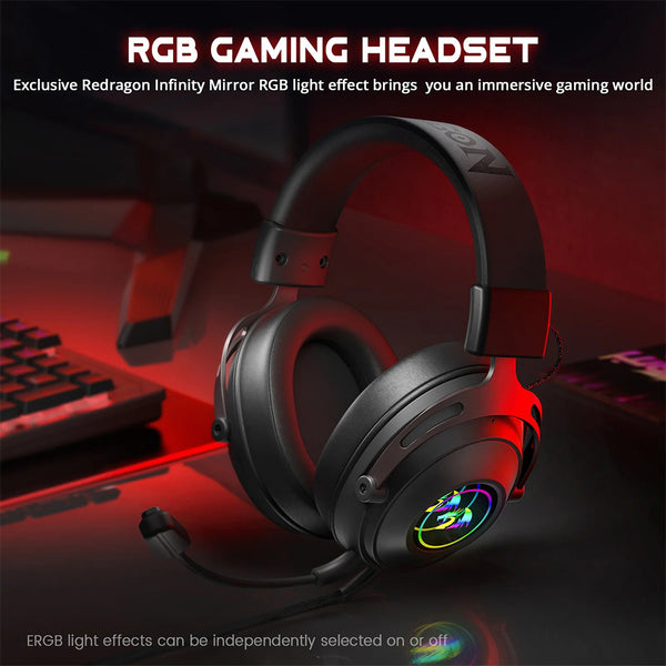 Redragon H389 3D Surround Sound Infinity-Mirror RGB Wired Gaming Headset