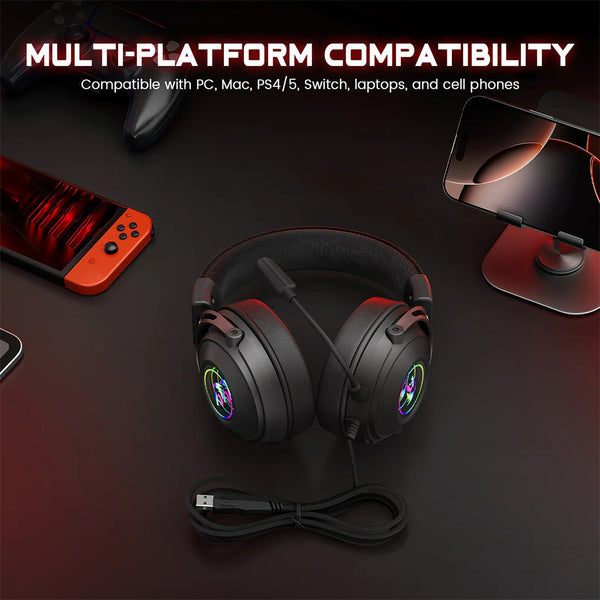 Redragon H389 3D Surround Sound Infinity-Mirror RGB Wired Gaming Headset