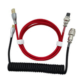 ACGAM Farblich passendes maßgeschneidertes Spiral-Fliegerkabel USB-C Schwarz und Rot