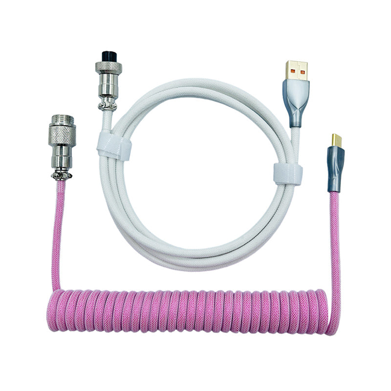 ACGAM Farblich passendes maßgeschneidertes Spiral-Fliegerkabel USB-C Pink