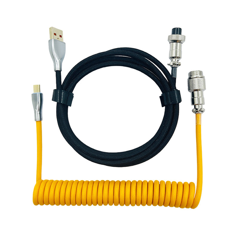 ACGAM Farblich passendes maßgeschneidertes Spiral-Fliegerkabel USB-C Gelb