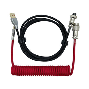 ACGAM Farblich passendes maßgeschneidertes Spiral-Fliegerkabel USB-C Schwarz und Rot