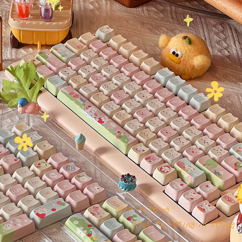 ACGAM Cream Strawberry MAO Profile Keycaps Set - WhatGeek
