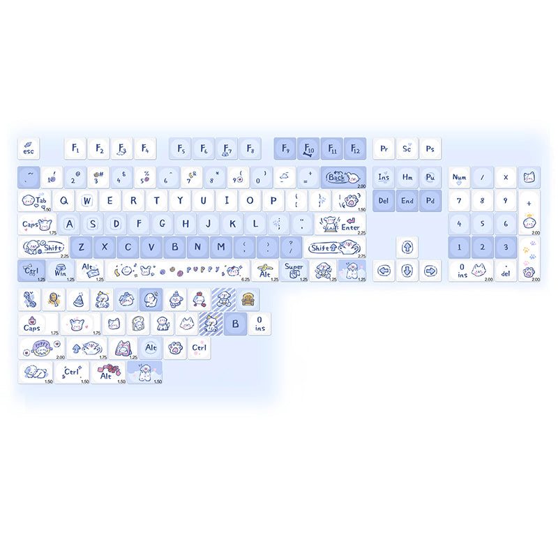 Blue Keycap Set, PBT Keycap Set, 108 Keys Keycap Set, Mechanical