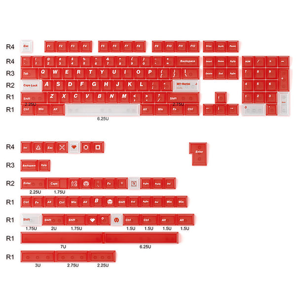 ACGAM PC Frosted Transparent Keycap Set Cherry Profile 154 Keys