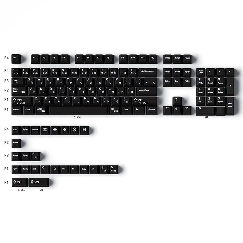 ACGAM Simple Black Keycap Set Cherry Profile 129 keys