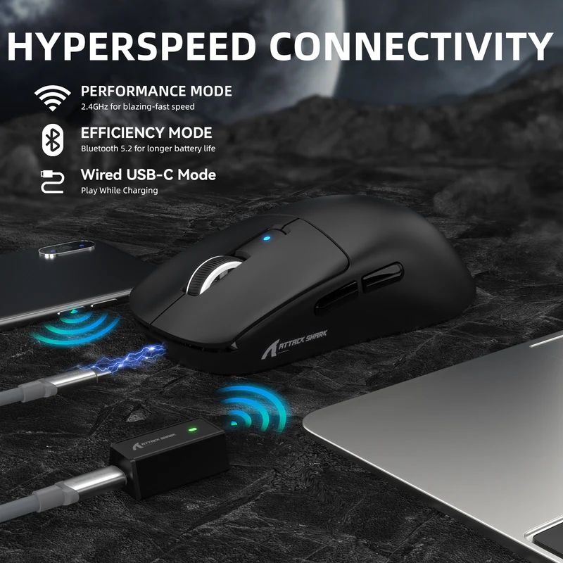 Attack R6 Mouse ATTACK SHARK R6 LIGHTSPEED Wireless Gaming Mouse - WhatGeek