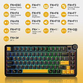 AULA AU75 Gasket 3 in 1 Wireless Mechanical Keyboard Creamy Keyboard
