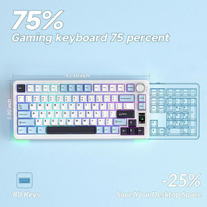AULA S75 PRO Tri-mode Wireless Mechanical Keyboard with LCD Screen Creamy