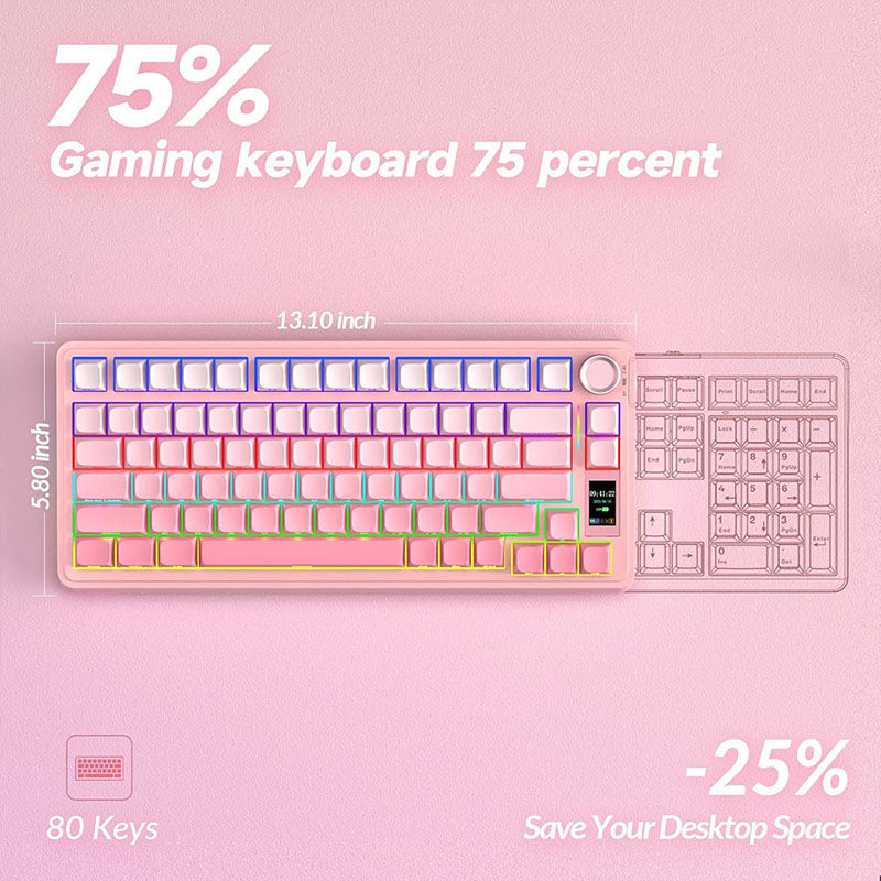S75 Pro AULA S75 PRO Tri-mode Wireless Mechanical Keyboard with LCD Screen ...