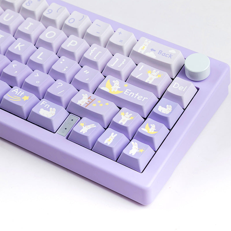 PBT Keycaps Set – 146 Tasten, Lila Hasen-Design, Cherry-Profil, Für Mechanische Tastaturen (MX Switches)