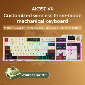 Ajazz AK35I V4 Tri-Mode Mechanical Keyboard TFT Color Screen 10000mAh Battery