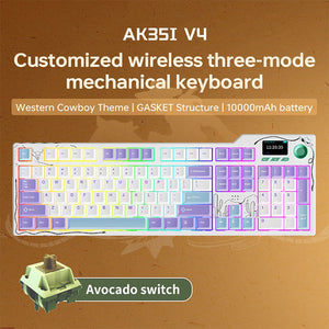 Ajazz AK35I V4 Tri-Mode Mechanical Keyboard TFT Color Screen 10000mAh Battery
