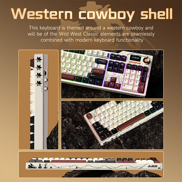 Ajazz AK35I V4 Tri-Mode Mechanical Keyboard TFT Color Screen 10000mAh Battery