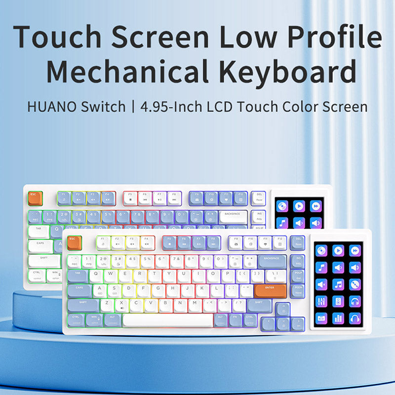 Ajazz AKP815 Funktionsbildschirm Kabelgebundene mechanische Tastatur mit niedrigem Profil