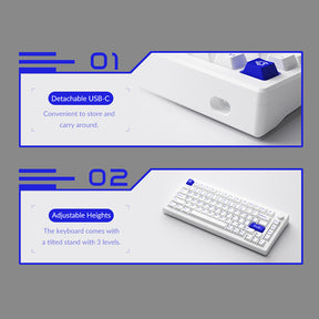 Akko MOD007 PC Blau auf Weiß Kabelgebundene mechanische Tastatur