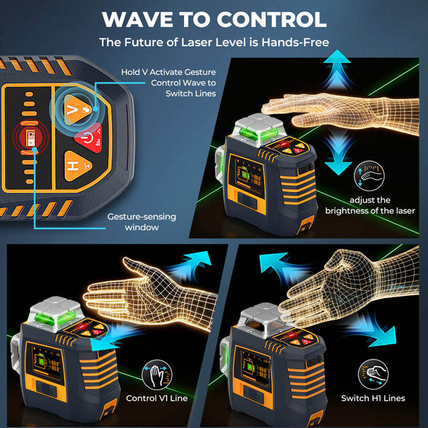 CIGMAN CM-S05 12-Line Laser Level with Gesture & App Control