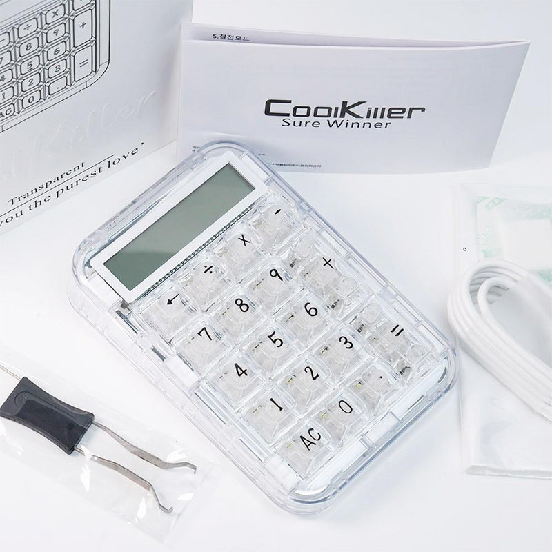 CoolKiller PolarBear Calculatrice transparente 2 en 1 et clavier mécanique avec pavé numérique