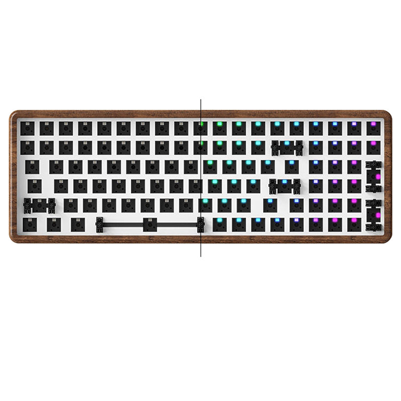 Custom wireless wooden keyboard, bluetooth RGB wood mechanical