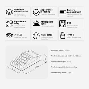 DOIO KB17-B01 QMK/VIA Macro Keyboard Dual-mode Mechanical Keyboard Kit