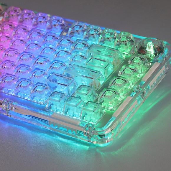 WhatGeek x FirstBlood B81 Kristalltransparente kabellose mechanische Tastatur