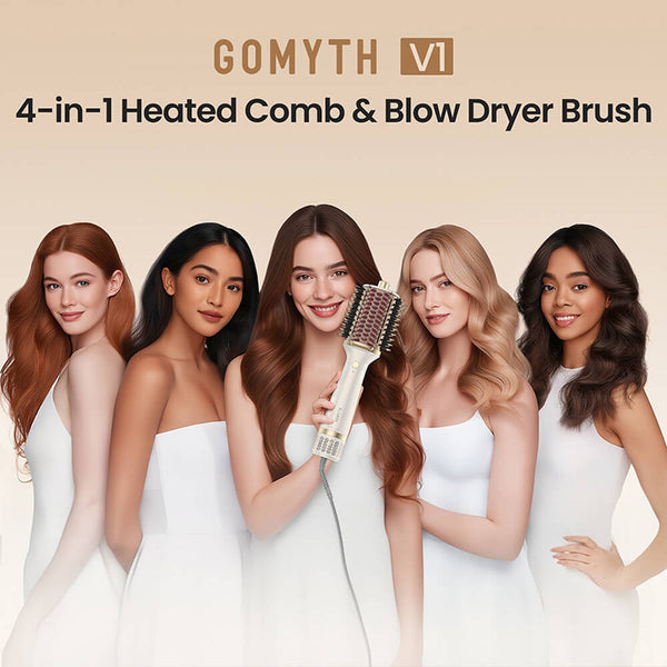 GOMYTH V1 4-in-1 Heated Comb & Blow Dryer Brush
