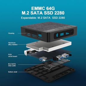 GXMO N4 Intel N4000 Mini PC Efficient Office Mini Computer