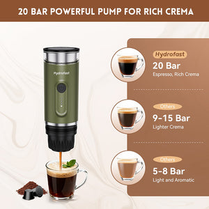 Hydrofast PO-100 Portable Espresso Maker Travel Coffee Machine